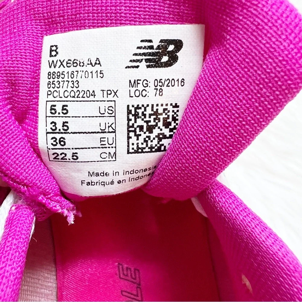 NEW BALANCE WOMEN'S PINK/WHITE COMFORT TRAINING SHOES WX668AA - Picture 5 of 7